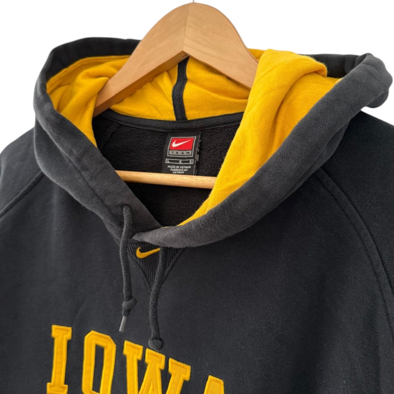 Vintage 90's Nike Centre Swoosh IOWA Hoodie - L